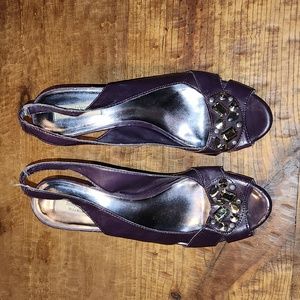 Simply Vera Ladies Purple peeptoe slingback 4" heels Size 10